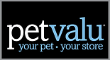 Logo of Pet Valu with "pet" in white and "valu" in light blue on a black background. Below, the tagline reads "your pet • your store."