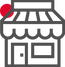 Icon of a small storefront with a striped awning and a circular red sun. The simple line art conveys a quaint, welcoming shop ambiance.